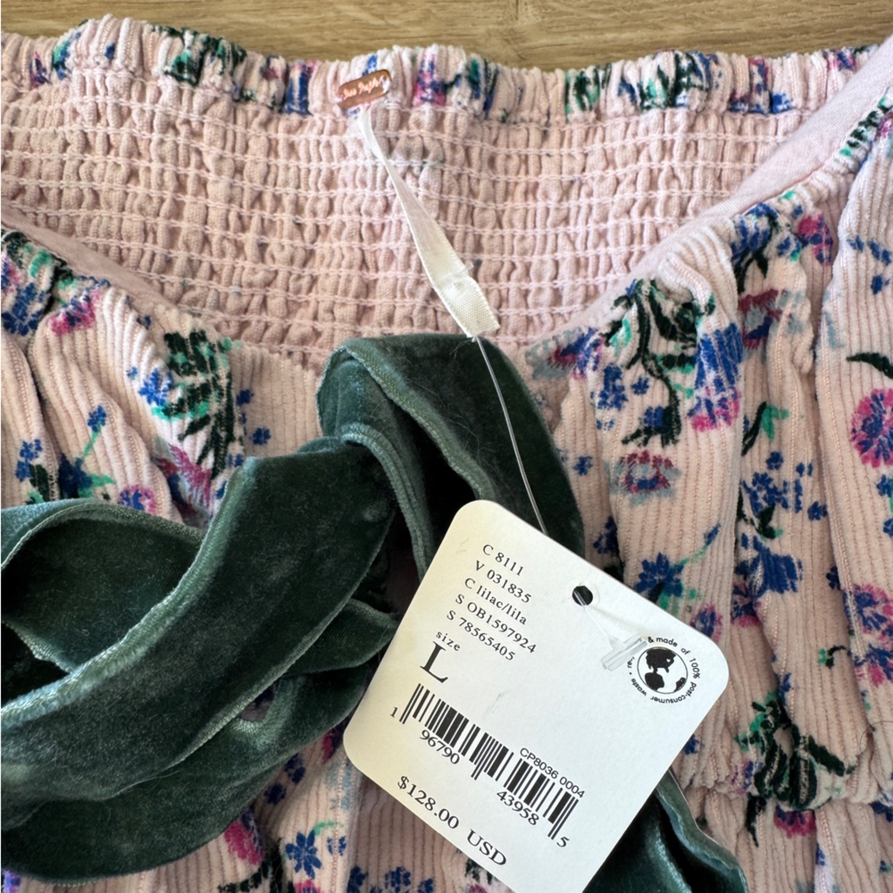 Free People Gaia Printed Tunic Floral Corduroy sz L - Picture 4 of 9